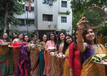 Hindu married women take part in celebrations for the Karva Chauth festival. AFP