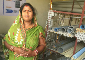 Meenakshi Biswal, a sanitation entrepreneur in Odisha, works with the social enterprise Svadha to supply high-quality sanitation materials in her village.