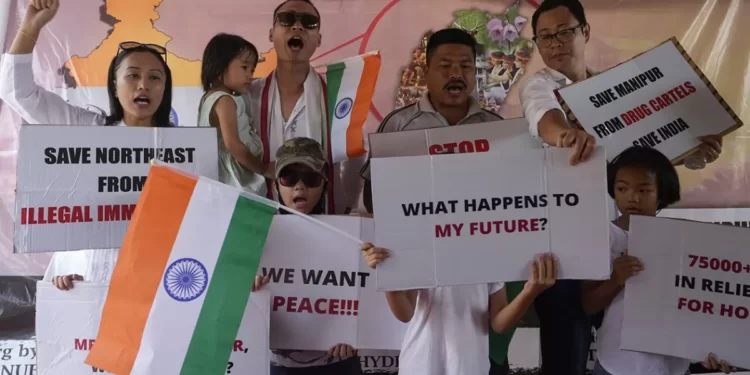 Manipur Women Hit The Streets For Peace Human Chain Rally Staged To Protest Infiltration Of Illegal Kuki-Chin'