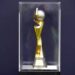 A general view of the Women's World Cup trophy on display during the FIFA Women's World Cup Trophy Tour at Irishtown Stadium in Dublin, Ireland.